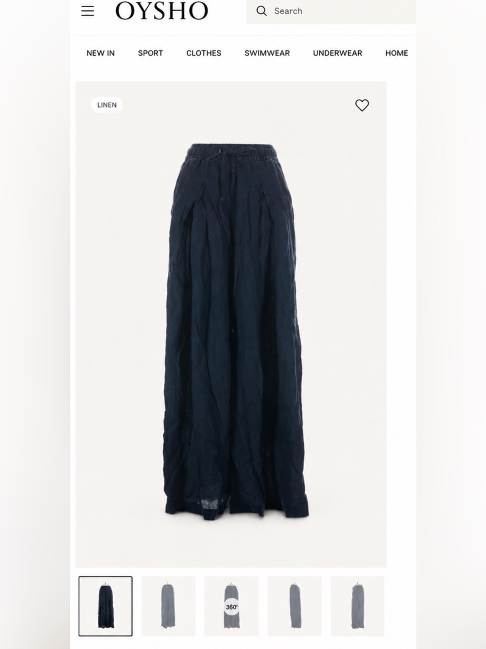 Oysho Women’s Navy 100% Linen Wide apants- Lightweight Flow